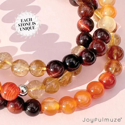 Vista 7 de Pulsera con cuentas de gemas naturales, ojo de tigre, hematita, ágata negra, granito, sándalo, piedra de lava, joyería elástica hecha a mano