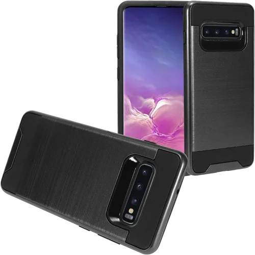 Vista 10 de Compatible con Samsung Galaxy S10+, S10 Plus (6.4") SM-G975 - Funda híbrida cepillada con ranura para tarjeta de crédito - CS2 oro rosa