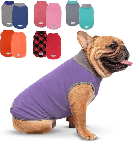 Vista 16 de cyeollo Paquete de 2 suéteres de forro polar para perro, chaleco cálido reflectante para perro, abrigo elástico para perro, chaqueta de invierno