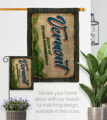 Vista 8 de Americana Home & Garden Vermont Vintage Burlap Garden House Flag Set Regional States American Territories Republic Country Particular Area