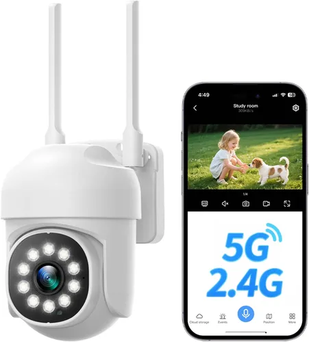 Vista 11 de CAMCAMP Outdoor Security Camera Wireless 2.4G/5G WiFi Connect【Plug-in Power】Pan-Tilt- Zoom Control, 355° View, Full Color Night Vision, Motion