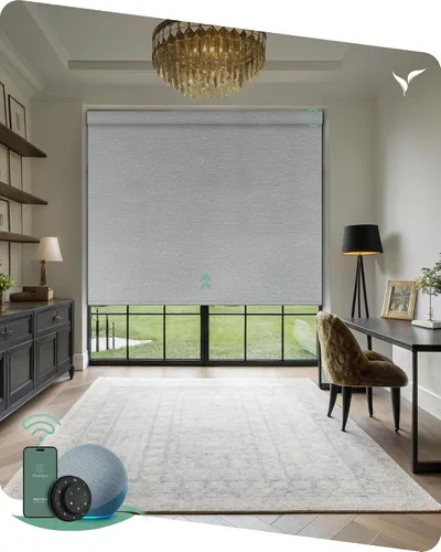 Vista 6 de Yoolax Persianas motorizadas con control remoto, persianas inteligentes opacas con control remoto, cortinas eléctricas compatibles con Alexa