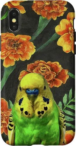 Vista 4 de Funda con patrón de flores vintage para iPhone 15 Budgie Orange Yellow Marigolds