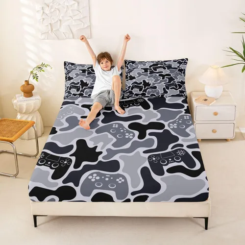 Vista 16 de Erosebridal Camouflage Sheets for Boys Girls Game Console Fitted Sheet,3D Gamer Controller Kids Bedding Sets Army Camo Bed Sets Twin 2 Piece Army