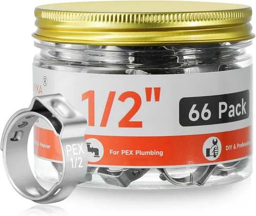 Vista 10 de 60 piezas de anillos de abrazaderas de cincha PEX de 1 pulgada, abrazaderas de manguera de una oreja de acero inoxidable 304, anillos de crimpado