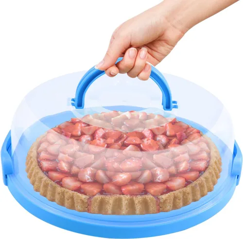 Vista 4 de Portabebés portátil de 12 pulgadas con tapa y magdalenas, tarta de galletas, para bodas, fiestas, baby shower, fiestas de Navidad (azul)