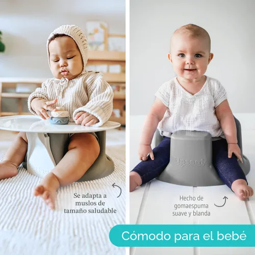 Vista 4 de Upseat El piso ergonómico original para bebé y asiento elevador con bandeja, desarrollado con fisioterapeutas para una postura vertical y un Gris