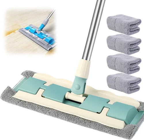 Vista 14 de Trapeador plano con mango de acero inoxidable con paños lavables reutilizables, trapeadores de microfibra profesionales 2025, 4 almohadillas