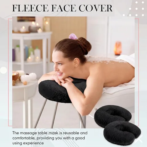 Vista 7 de Mixweer 2 fundas de almohada de forro polar para reposacabezas de mesa de Negro