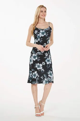 Vista 3 de Hawaii Hangover Vestido hawaiano con volantes de sirena en flor para mujer