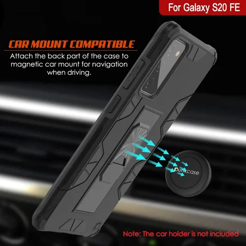 Vista 6 de Punkcase Funda para Galaxy S20 FE [Serie ArmorShield] Funda protectora de doble capa de estilo militar con soporte de agarre de anillo de metal