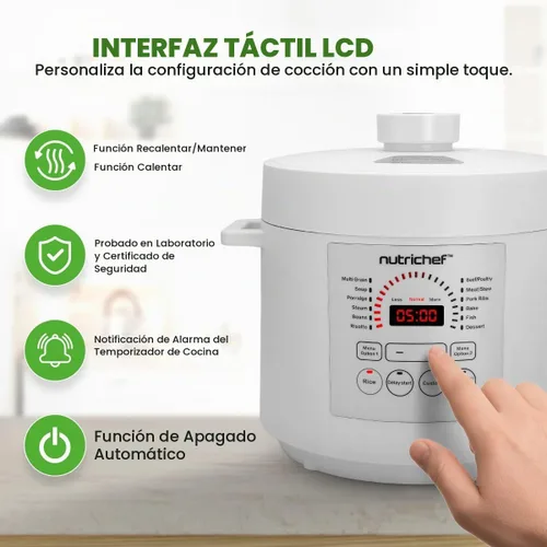 Vista 3 de NutriChef Olla a Presión Eléctrica de 6 Cuartos Olla a Presión Digital de Mostrador de 12 Funciones Tiempo y Temperatura Ajustables Función