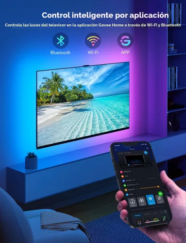 Vista 4 de Govee Retroiluminación LED para TV, tira de luces LED inteligentes RGBIC para televisores de 55 a 65 pulgadas, control de aplicación Bluetooth