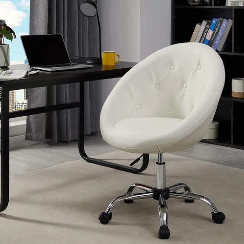 Vista 2 de DUHOME Silla moderna para computadora con ruedas giratorias, altura ajustable, piel sintética, con ruedas y base de metal