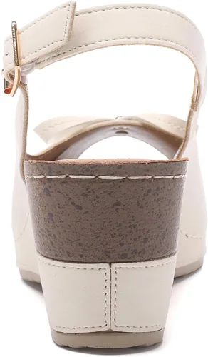 Vista 4 de Mintzice Sandalias de cuña elegantes con correa al tobillo y puntera abierta para mujer