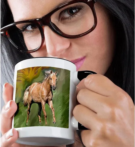 Vista 2 de 3dRose Taza negra de dos tonos Quarter Horse de 11 oz