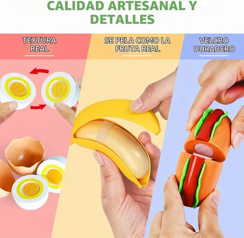 Vista 5 de 100 PIEZAS Juguetes de Comida para Cortar para Cocina Infantil, Juguetes de Comida de Simulación para Niños Pequeños, Accesorios de Juguetes