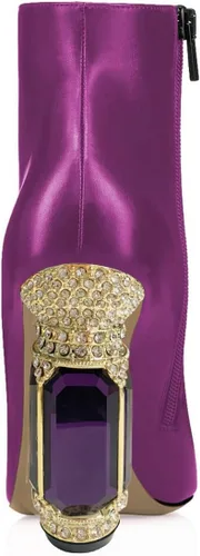 Vista 111 de FSJ Botas de tacón alto con punta puntiaguda para mujer, con tacón alto, con cremallera lateral brillante, estilo casual, para uso diario, zapatos