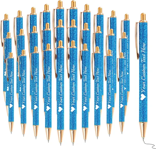 Vista 62 de Bolígrafos con purpurina personalizados con nombre, bolígrafos bonitos y bonitos personalizados, bolígrafos retráctiles de tinta negra, suministros