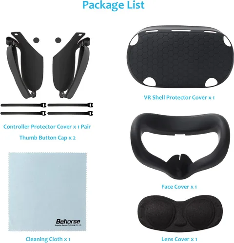 Vista 7 de VR Silicone Cover Set for Quest 2, VR Shell Protector Cover+Silicone Face Cover+Lens Protector +Controller Grips Cover+Thumb Button Cap+Cleaning