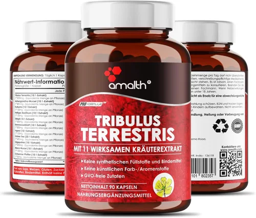 Vista 2 de Amalth Tribulus Terrsestris, extracto 20:1 por porción, mayor potencia con Ashwagandha, Saw Palmetto, Shilajit 120 cápsulas