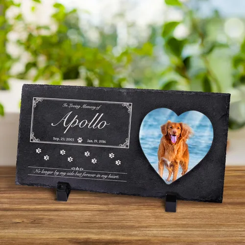 Vista 17 de Farfume Piedras conmemorativas personalizadas para mascotas con foto y texto Marcadores personalizados para tumbas para mascotas Lápidas