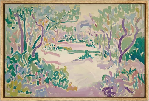 Vista 26 de SIGNFORD Lienzo enmarcado para pared, acuarela pastel, morado, luna, cielo, naturaleza, ilustraciones de área silvestre, arte moderno, vibrante