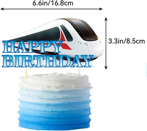 Vista 2 de Decoraciones de fiesta de tren de alta velocidad, suministros de fiesta de cumpleaños de tren bala, incluye pancarta de tren de alta velocidad