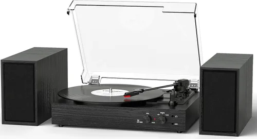 Vista 12 de Reproductor de discos de vinilo con 4+2 altavoces estéreo externos, negro