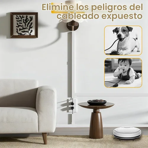 Vista 8 de Kit de ocultador de cable de 113.4 pulgadas, cubiertas de cable para 1 cable en la pared, cubiertas de alambre autoadhesivas para cables