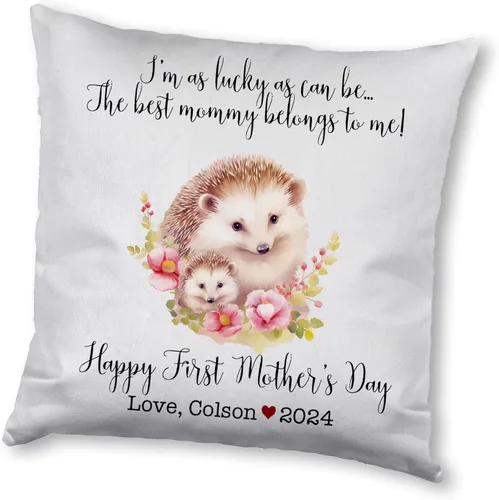 Vista 9 de Hedgehogs Mothers Day, First Mother's Day Custom Pillowcase, Personalized Mother's Day Pillowcase, Gift for Mom, Home Decor