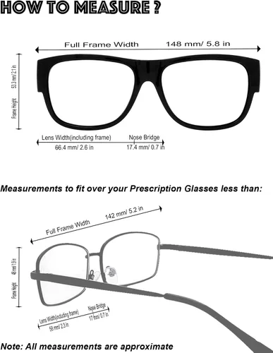 Vista 5 de The Fresh - Lentes de sol polarizados, de alta definición y envolventes para uso sobre anteojos - Estuche de piel para anteojos