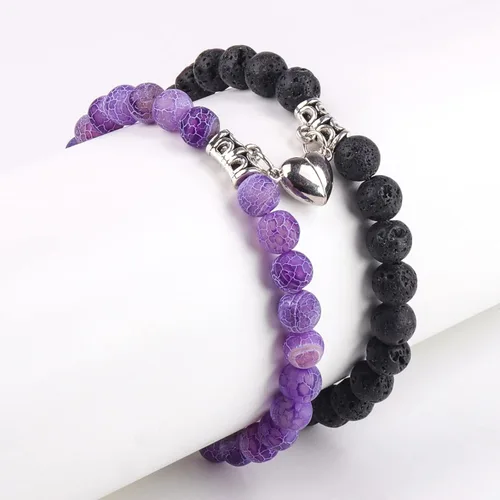 Vista 11 de 2 PCS Magnetic Couples Bracelets, Natural Stone Energy Stone Beads Bracelet Set His and Hers Long Distance Relationship Bracelet for Boyfriend