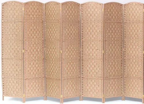Vista 24 de Legacy Decor 8 Panels Room Divider Privacy Partition Screen Bamboo Fiber Natural Color 5.9 ft High X 11.7 ft Wide