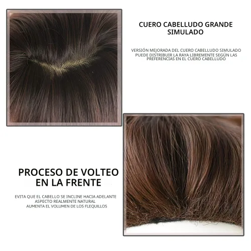 Vista 6 de Peluca de Cabello Largo Negro Liso con Flequillo Sintética de Alta Densidad Peluca de Cabello Largo para Mujeres (negro)