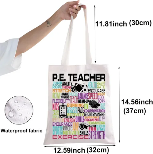Vista 2 de BWWKTOP Bolso de mano de lona para maestros PE Regalos para maestros de educación física Bolsa de hombro para maestros de educación física Regalo