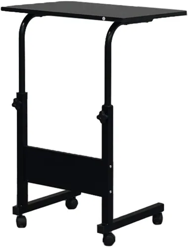 Vista 3 de Mesa auxiliar vintage en forma de C con ruedas para sofá, portátil, tableta, café, aperitivos (23.6 pulgadas, estilo 1, negro)