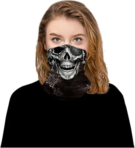 Vista 5 de Máscara facial con polaina para el cuello, bufandas, bandanas Gris (Grey Skull)