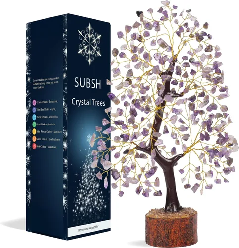 Vista 23 de Árbol de la vida de cristal amatista de 10-12 pulgadas con 2 colgantes de chakra – Bonsái de cristal sanador, árbol del dinero para energía