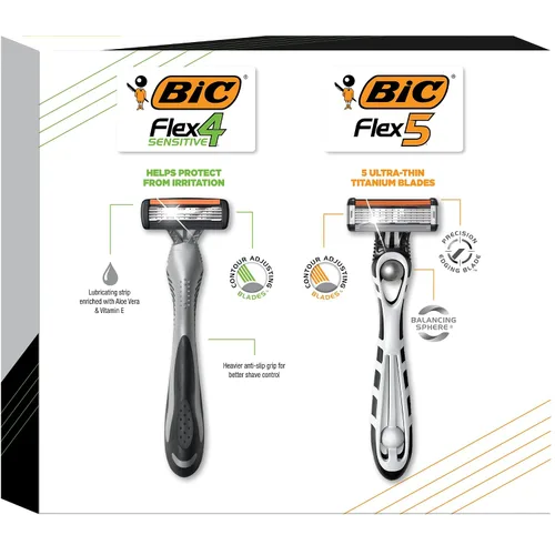 Vista 3 de BIC Flex 4 Sensitive Titanium - Maquinillas de afeitar desechables para hombre con 4 cuchillas con maquinilla de afeitar desechable BIC Flex 5, 8