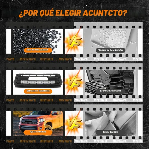 Vista 4 de Conjunto de parrilla delantera compatible con Tundra 2ª generación 2014-2021, parrilla de ABS estilo TRD sin luz para modificación personal/taller
