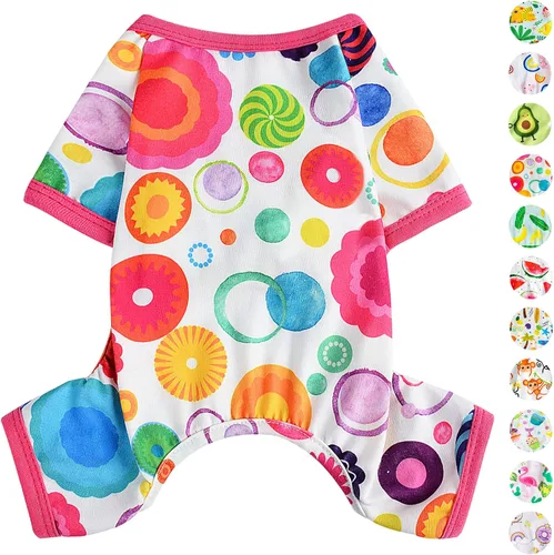 Vista 20 de Pijamas para perros de primavera y verano, ropa para perros pequeños y niñas – Niños – Perros de tamaño mediano, ropa suave y elástica para Verde