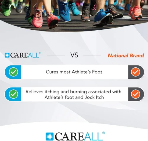 Vista 3 de CareAll Crema antifúngica clotrimazol 1% USP 1.0 oz. (paquete de 4), cura la mayoría de los pies de atleta, picor y tiña, en comparación
