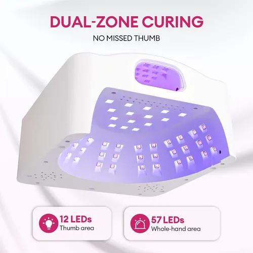 Vista 3 de Lámpara de uñas LED UV con ranura para el pulgar, luz de doble puerto 60W U