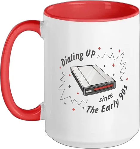 Vista 12 de 90s Nostalgia Retro 90s Dial Up Internet Vintage Ceramic Mug, Black/White, 11oz