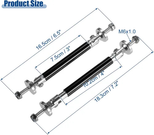 Vista 4 de ACROPIX Universal 3"-4" aleación de aluminio ajustable 2.953 in parachoques delantero difusor de labio barra de acoplamiento barras divisoras barras