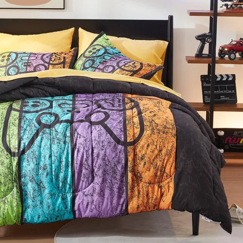 Vista 29 de SLEEP ZONE Juego de edredón de 5 piezas para niños, tamaño individual, súper lindo y suave, ropa de cama para niños en una bolsa, juego de 5 piezas