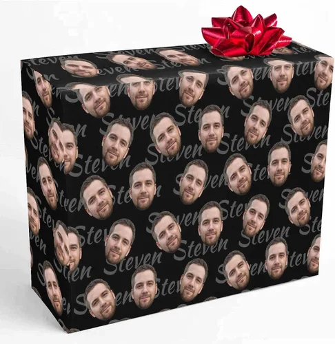 Vista 5 de M YESCUSTOM Papel de regalo con fotos personalizadas, papel de regalo para el Día de la Madre, Día del Padre, cumpleaños, Navidad