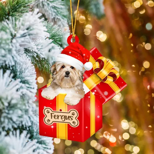 Vista 50 de Adorno de Navidad personalizado de Akita Inu, nombre personalizado Akita Inu para árbol de Navidad, en caja de regalo roja