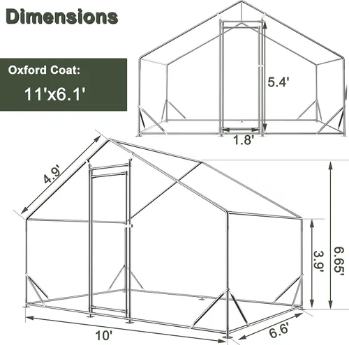 Vista 2 de Jaula grande de metal para gallinero, gallinero galvanizado, jaula de gallina de alambre galvanizado, jaulas de conejos con cubierta impermeable